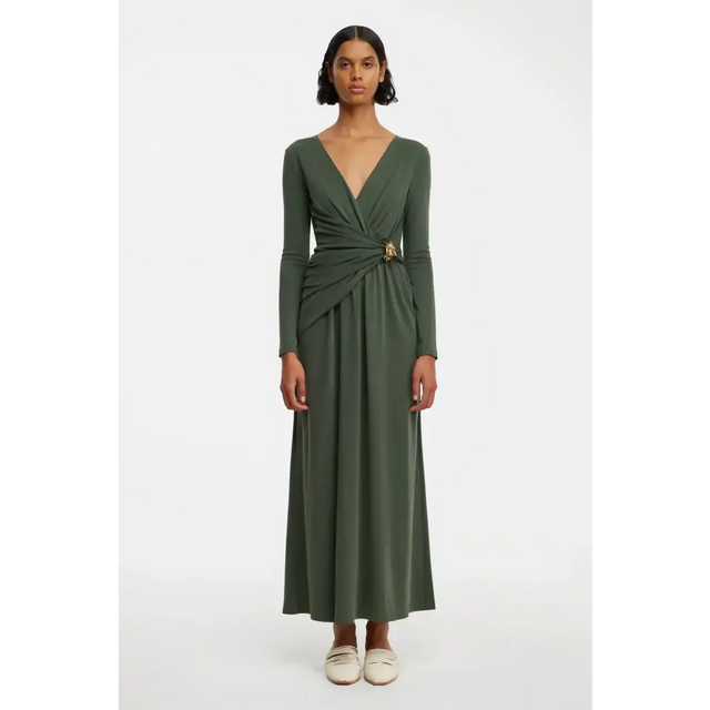 Acler Wytham Midi Dress - Deep Olive - Dresses
