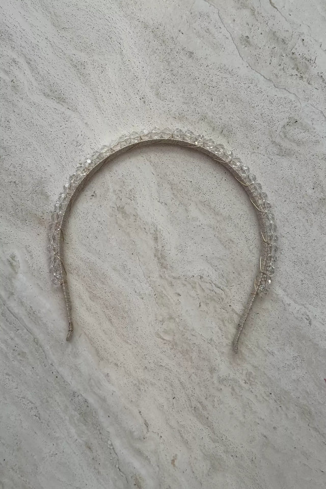 A’el Este Crystal Beaded Gold Headband - Gold - Headbands