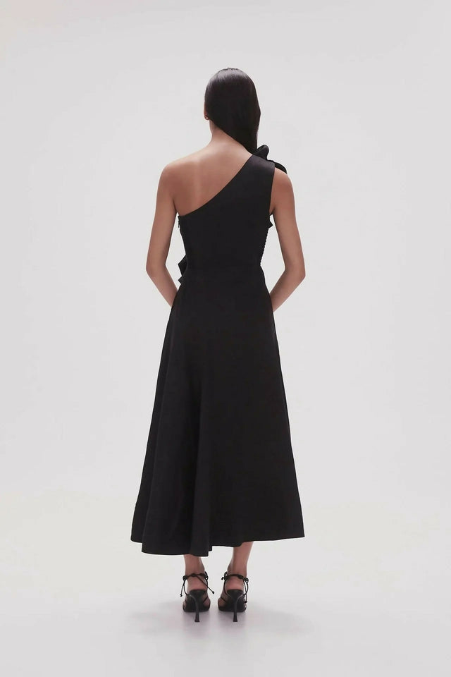 Aje Adelia Ruffle Midi Dress Black Size S/AU 8 - 8 / Black - Dresses