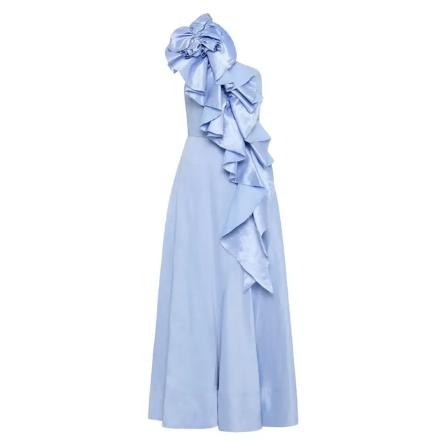 AJE - Adelia Ruffle Midi Dress - Light Sky - 14 / Blue - Dresses
