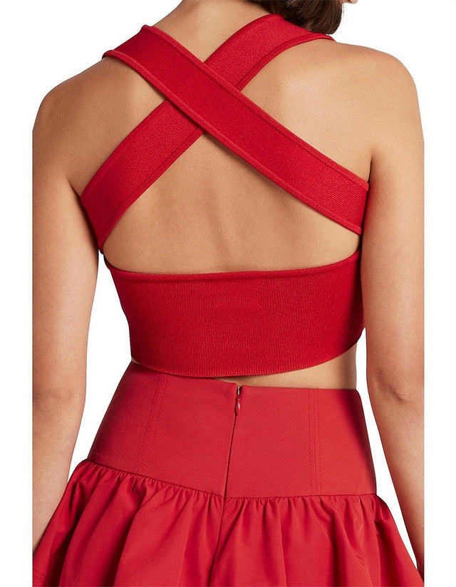 Aje Alla Knit Crop - 6 / Red - Tops