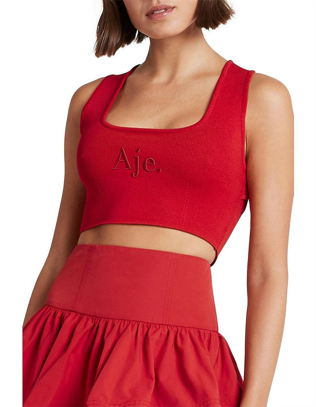 Aje Alla Knit Crop - 6 / Red - Tops
