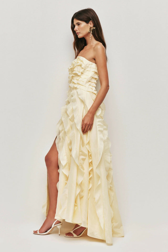 Aje Allaire Gown in Butter Yellow - Dresses