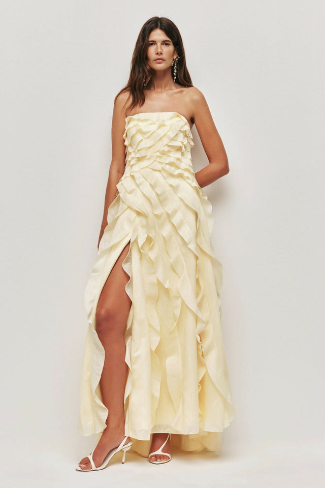Aje Allaire Gown in Butter Yellow - Dresses