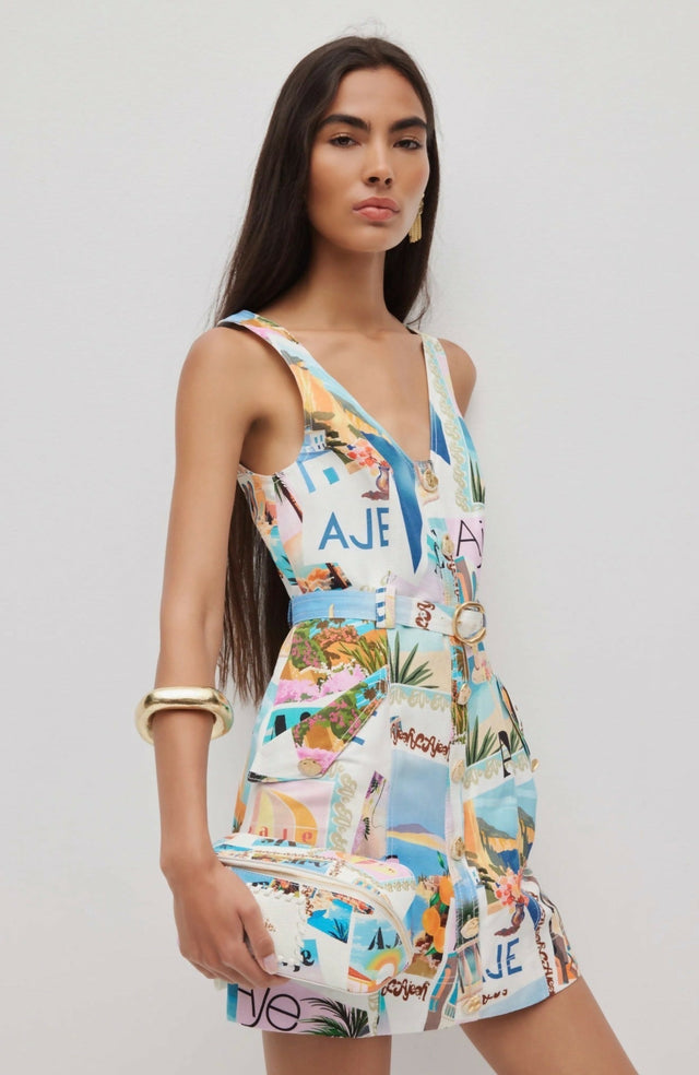 Aje Ambie Mini Dress in Postcard - 10 / Print - Dresses