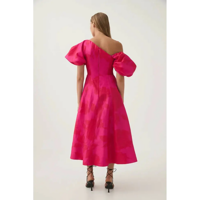 Aje Arista Tulip Sleeve Midi - 14 / Magenta - Dresses