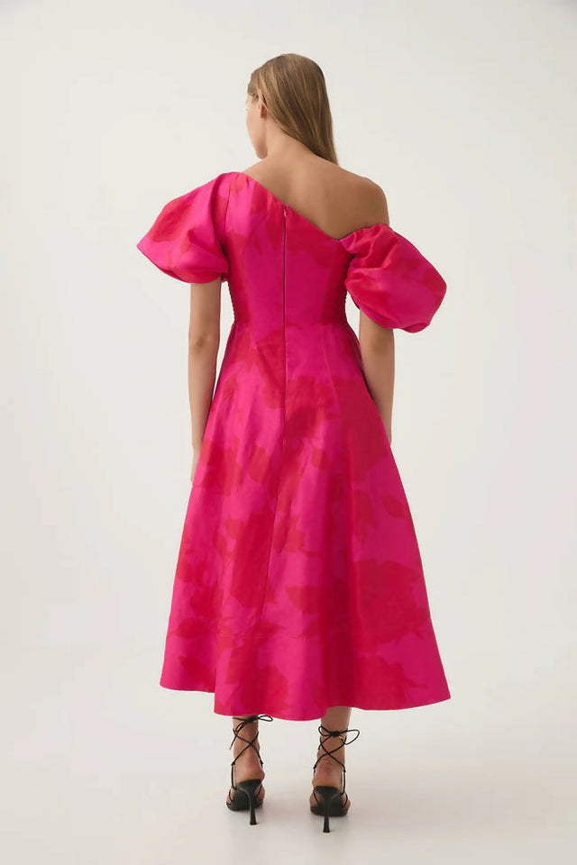 Aje Arista Tulip Sleeve Midi - 14 / Pink - Dresses