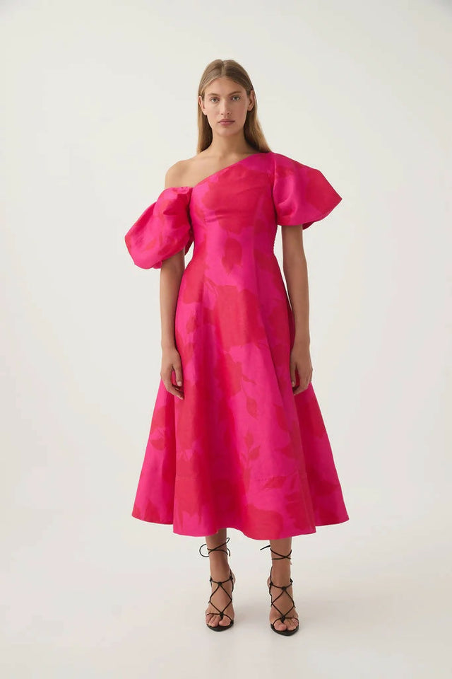 Aje Arista Tulip Sleeve Midi - 14 / Pink - Dresses