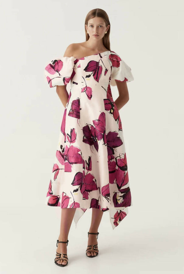 Aje Arista Tulip Sleeve Midi Dress - 10 / Multi - Dresses