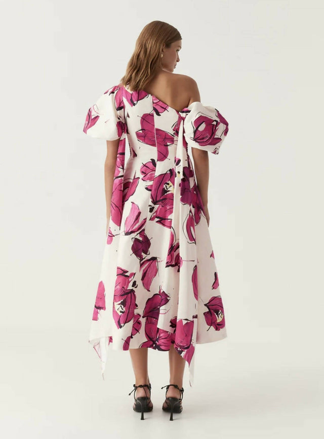 Aje Arista Tulip Sleeve Midi Dress - 10 / Multi - Dresses