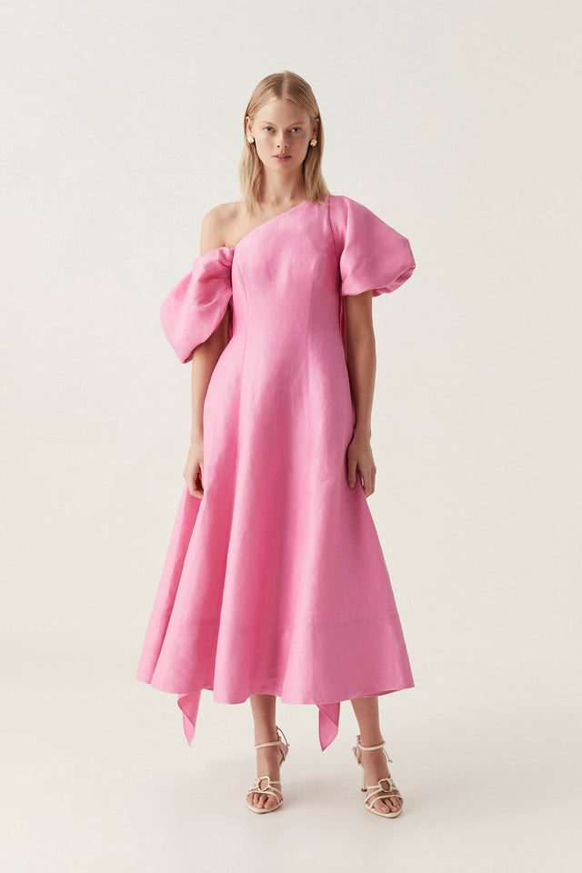 Aje Arista Tulip Sleeve Midi Dress Pink - 8 / Pink - Dresses