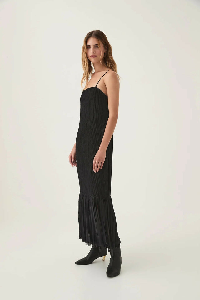 Aje Arris Fringe Maxi Dress Size 8 - 8 / Black - Dresses