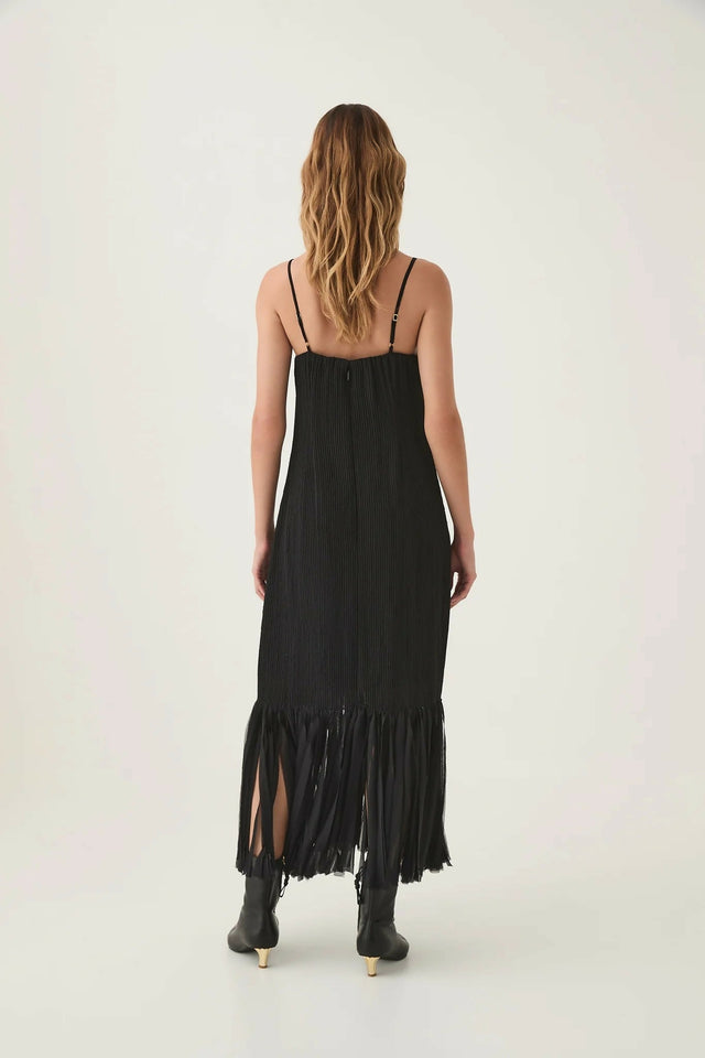 Aje Arris Fringe Maxi Dress Size 8 - 8 / Black - Dresses