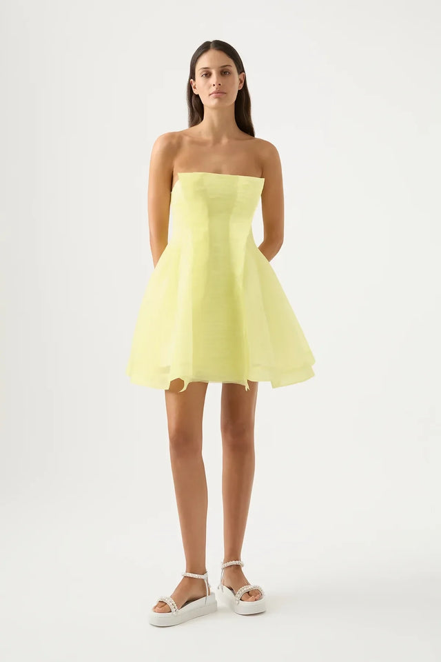 Aje Astrid Strapless Mini Dress Lemon Yellow Size 8 - 8 / Yellow - Dresses