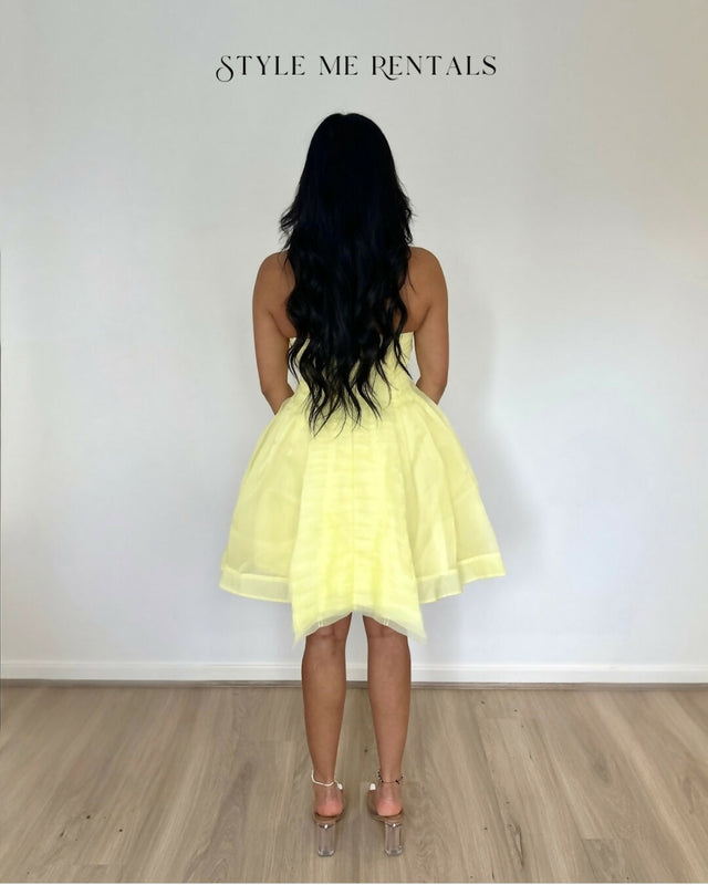 Aje Astrid Strapless Mini Dress Lemon Yellow Size 8 - 8 / Yellow - Dresses