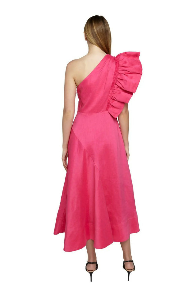 Aje Bonjour Asymmetric Dress in Fuschia Pink - 14 / Pink - Dresses