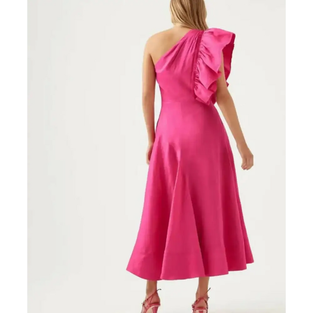 Aje Bonjour Aysmmetric Midi Dress - Fuchsia - Dress