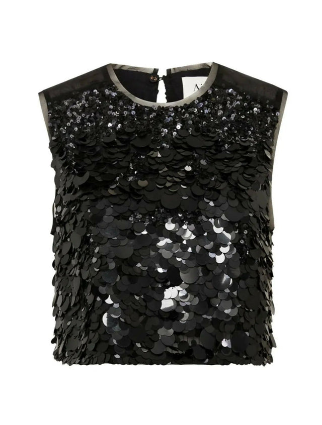 Aje Celeste Sequin Shell Top & Matching Cherie Skirt - 10 / Black - Outfit Sets