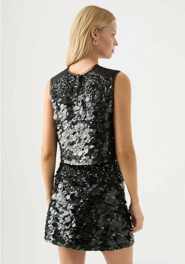 Aje Celeste Sequin Shell Top & Matching Cherie Skirt - 10 / Black - Outfit Sets