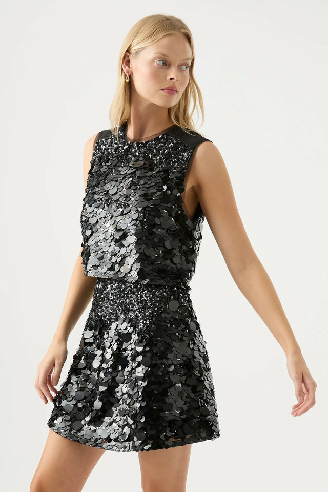 Aje Celeste Sequin Shell Top & Matching Cherie Skirt - 10 / Black - Outfit Sets