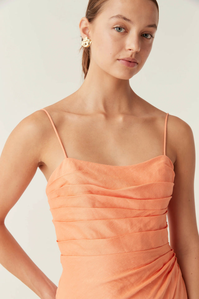 Aje Clarice Draped Maxi Dress in Sunset Orange Size 10 12 - 10 / Orange - Dresses