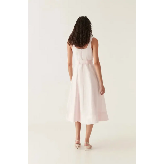 Aje Clay Belted Midi Dress in Pastel Pink Size 6 - 6 / Pink - Dresses