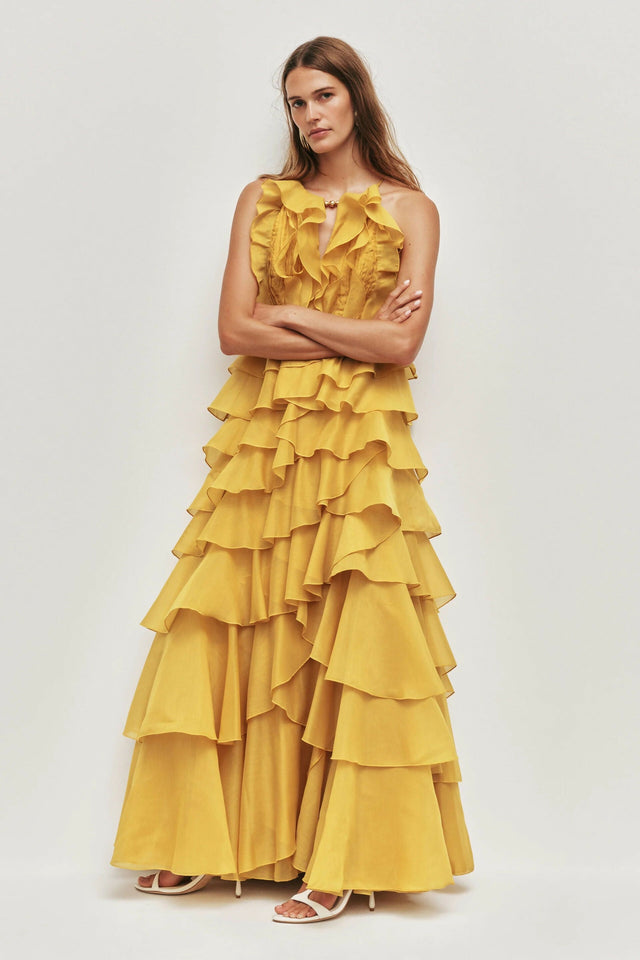 Aje Cleo Gown Marigold Yellow Size 12 - 12 / Yellow - Dresses