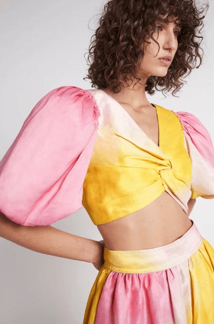 AJE - Aje Cloud Burst Puff Sleeve Cropped Top & Midi Skirt
