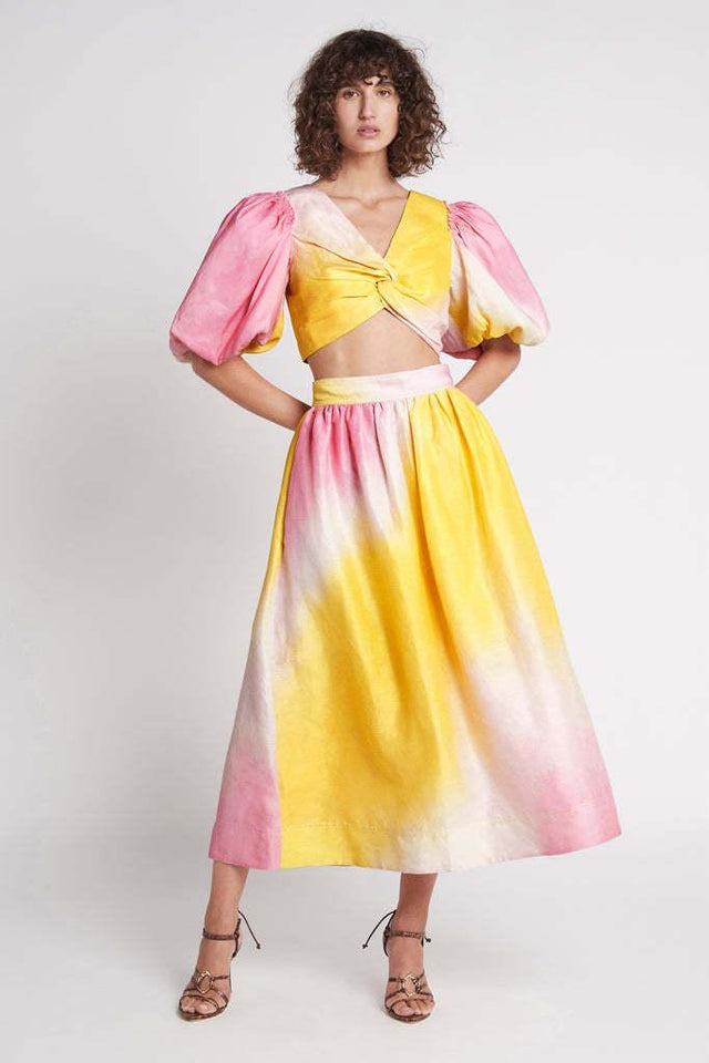 AJE - Aje Cloud Burst Puff Sleeve Cropped Top & Midi Skirt