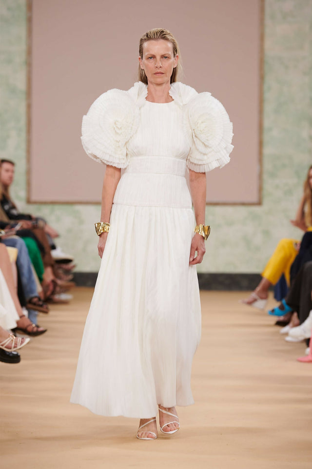 Aje Expressive Pleated Maxi Dress - 8 / White - Dresses