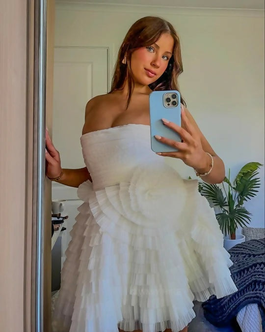 Aje Expressive Pleated Mini Dress - 8 / White - Dresses