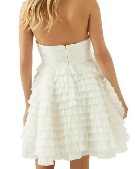 Aje Expressive Pleated Mini Dress - 8 / White - Dresses