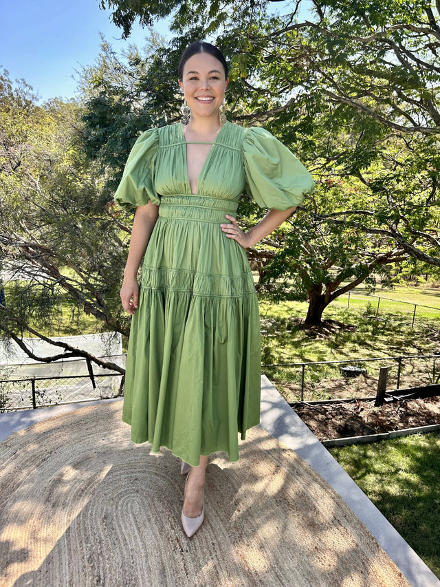 Aje Fallingwater Midi Dress Green Size 12 - 12 / Green - Dresses