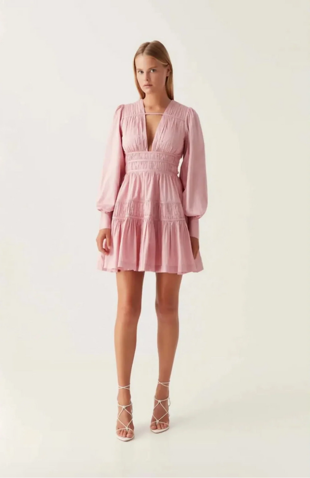 Aje Fallingwater Mini Dress Pink Size 12 - 12 / Pink - Dresses
