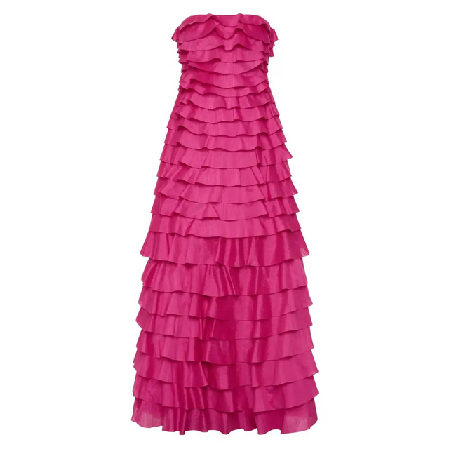 Aje Fleur Pleated Gown - Magenta - 12 / Magenta - Dresses