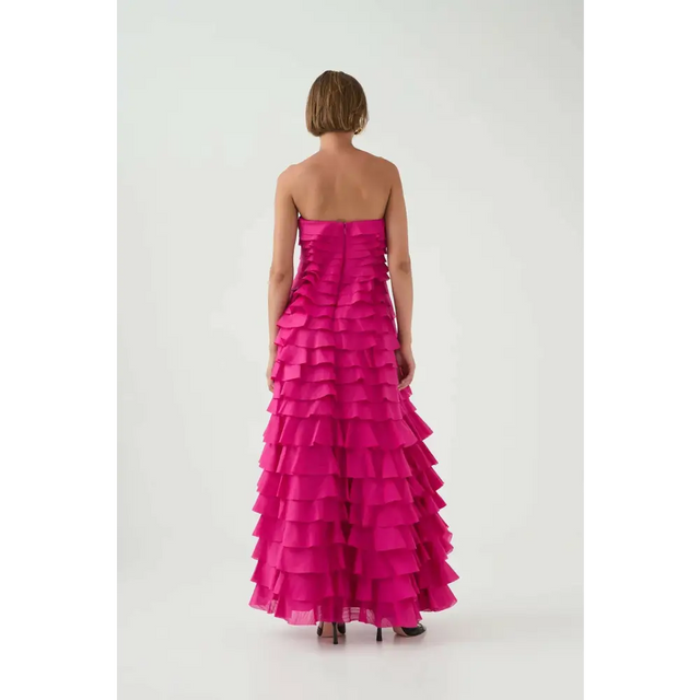 Aje Fleur Pleated Gown - Magenta - 12 / Magenta - Dresses