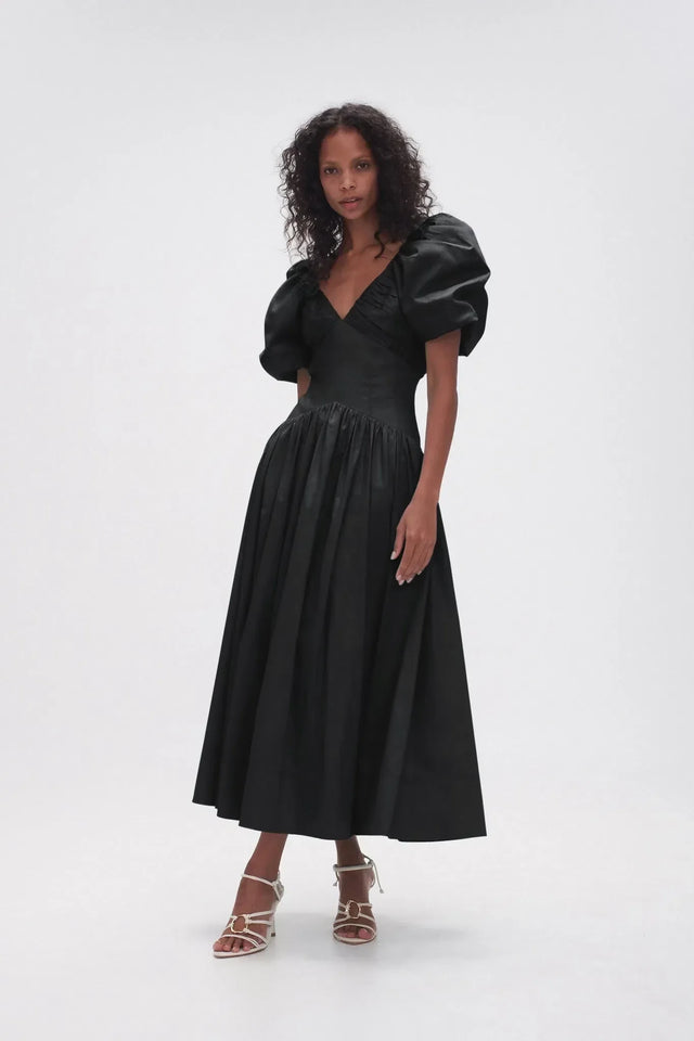 Aje Gabrielle Plunge Midi Dress Black Size 12 - 12 / Black - Dresses
