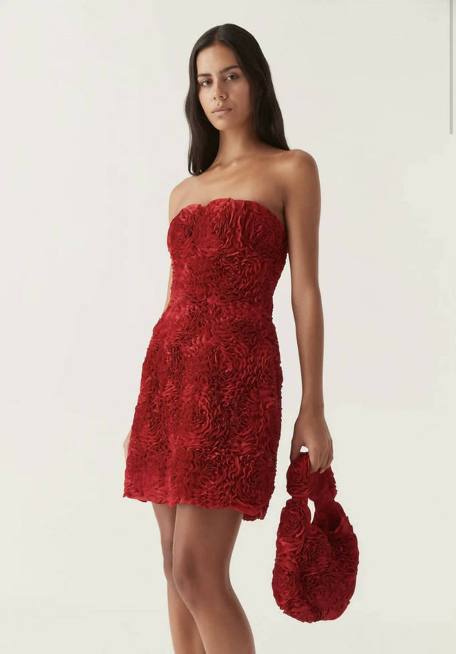 Aje Gazer Rosette Mini Dress - 10 / Red - Dresses