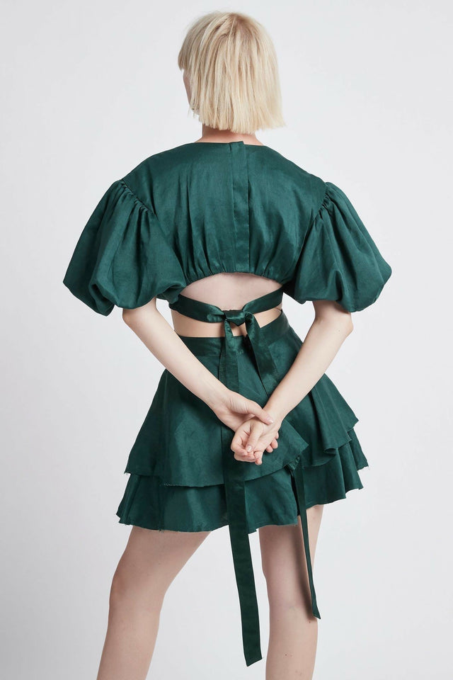 Aje Gracious Cut Out Mini Dress - 12 / Green - Dresses