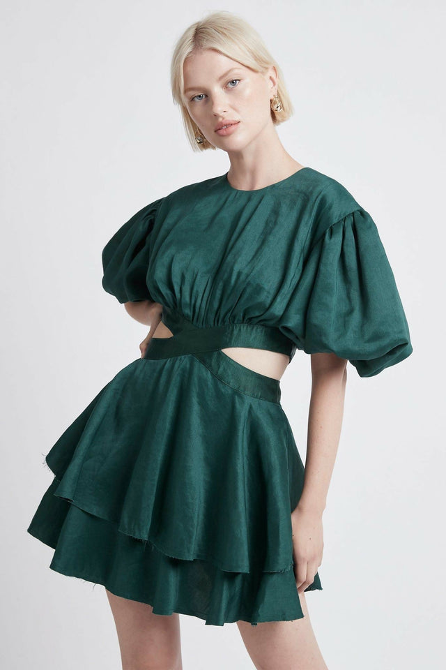 Aje Gracious Cut Out Mini Dress - 12 / Green - Dresses