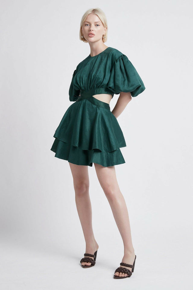 Aje Gracious Cut Out Mini Dress - 12 / Green - Dresses