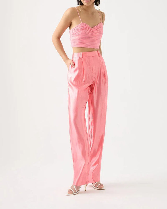 Aje Laurier Wave Cropped Top And Gracious Pant Set Pink Size 6 / XS - Outfit Sets