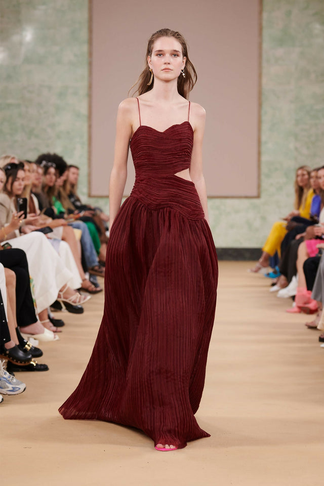 Aje Laurier Wave Maxi Dress - 12 / Red - Dresses