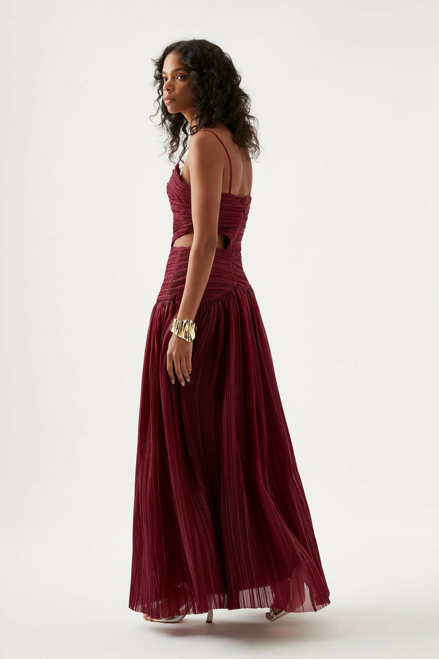 Aje Laurier Wave Maxi Dress - 12 / Red - Dresses