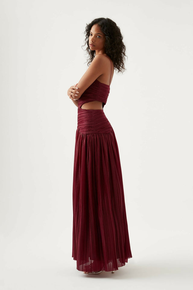 Aje Laurier Wave Maxi Dress - 12 / Red - Dresses