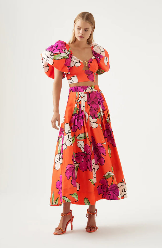 Aje Marcel Top And Lewis Skirt In Vivid Camellia - Dresses