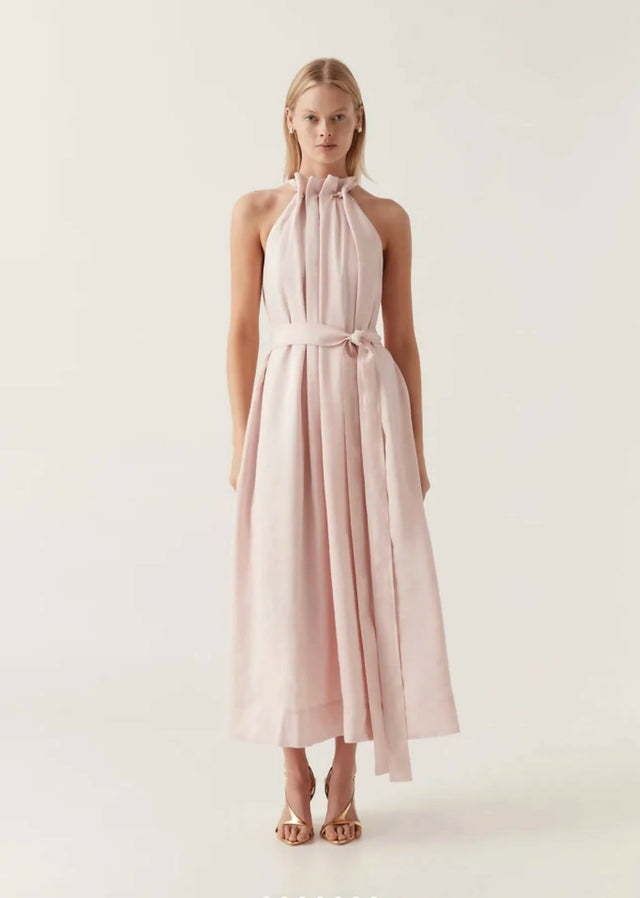Aje Mariel Trapeze Midi Dress In Soft Pink Size 6 10 - Dresses