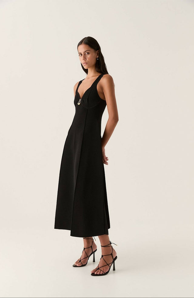 AJE Marisole Knit Midi Dress - 4 / Black - Dresses
