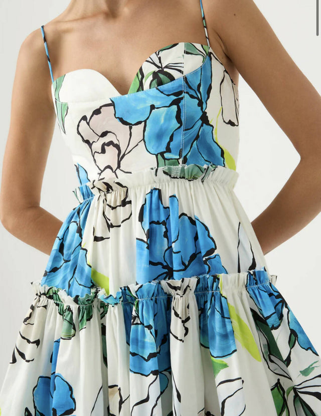 Aje Maya Tiered Mini Dress - 6 / Floral - Dresses