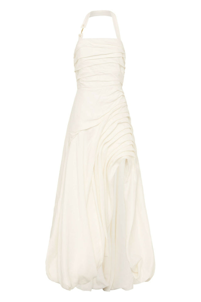 Aje Mika Draped Split Maxi Dress Ivory Size 10 / M - 10 / White - Dresses